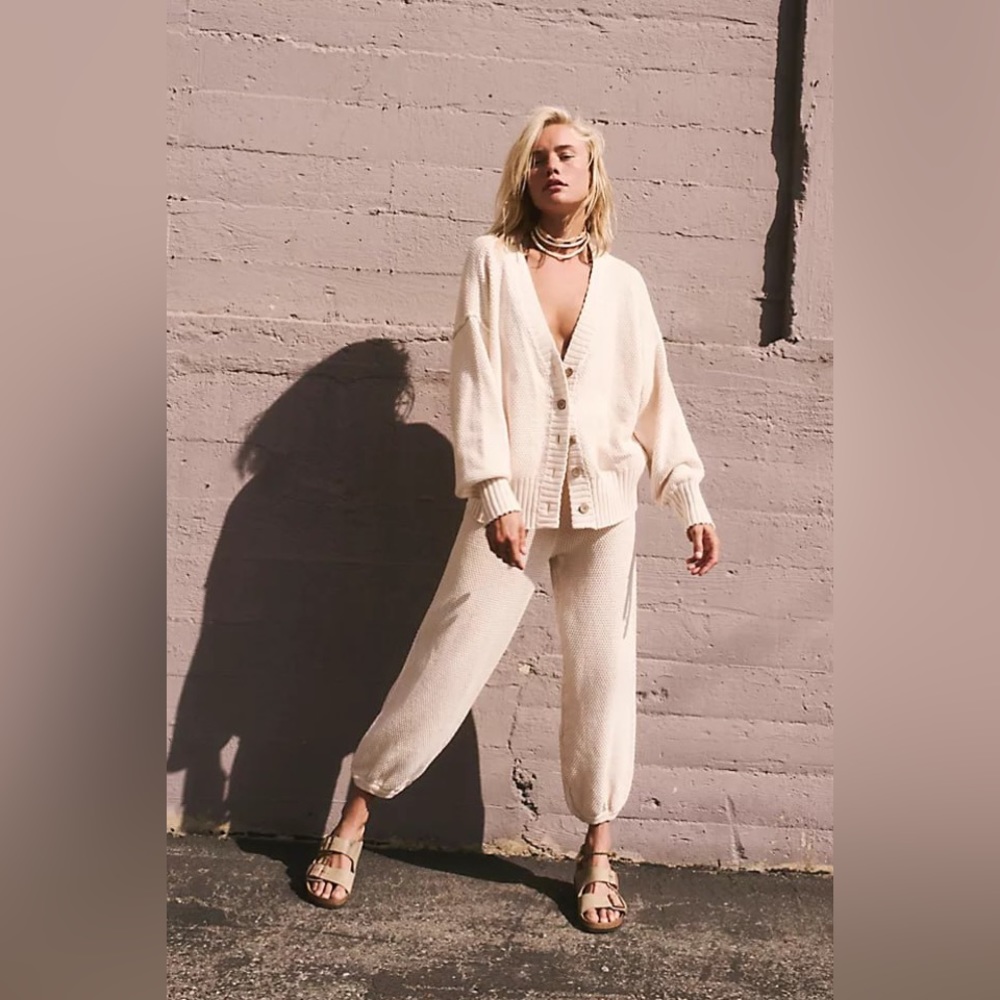 FREE PEOPLE Hailee Cardi  Set - Powder Sand 🎉 NWOT